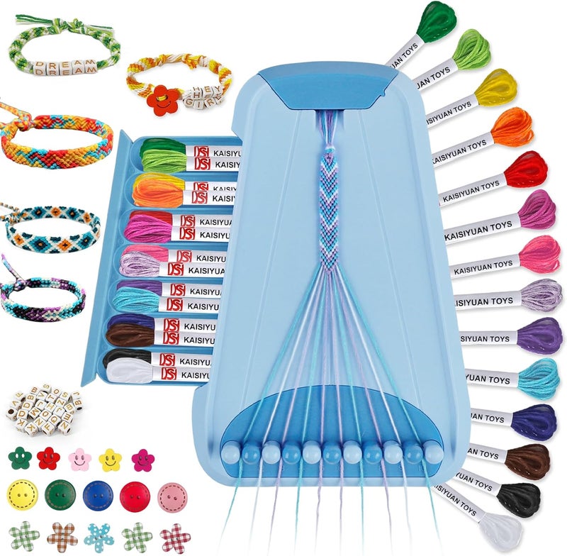 Maynacs Arts and Crafts for Kids Ages 8-12,Friendship Bracelet Making Kit for Girl,Kids Jewelry Making Kit with 28 Pre-Cut Threads,Christmas Birthday Gifts for Ages 6 7 8 9 10 11 12 Year Old Light Blue - Image 1